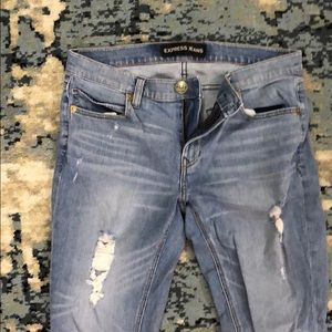 Express girlfriend light wash distressed jeans